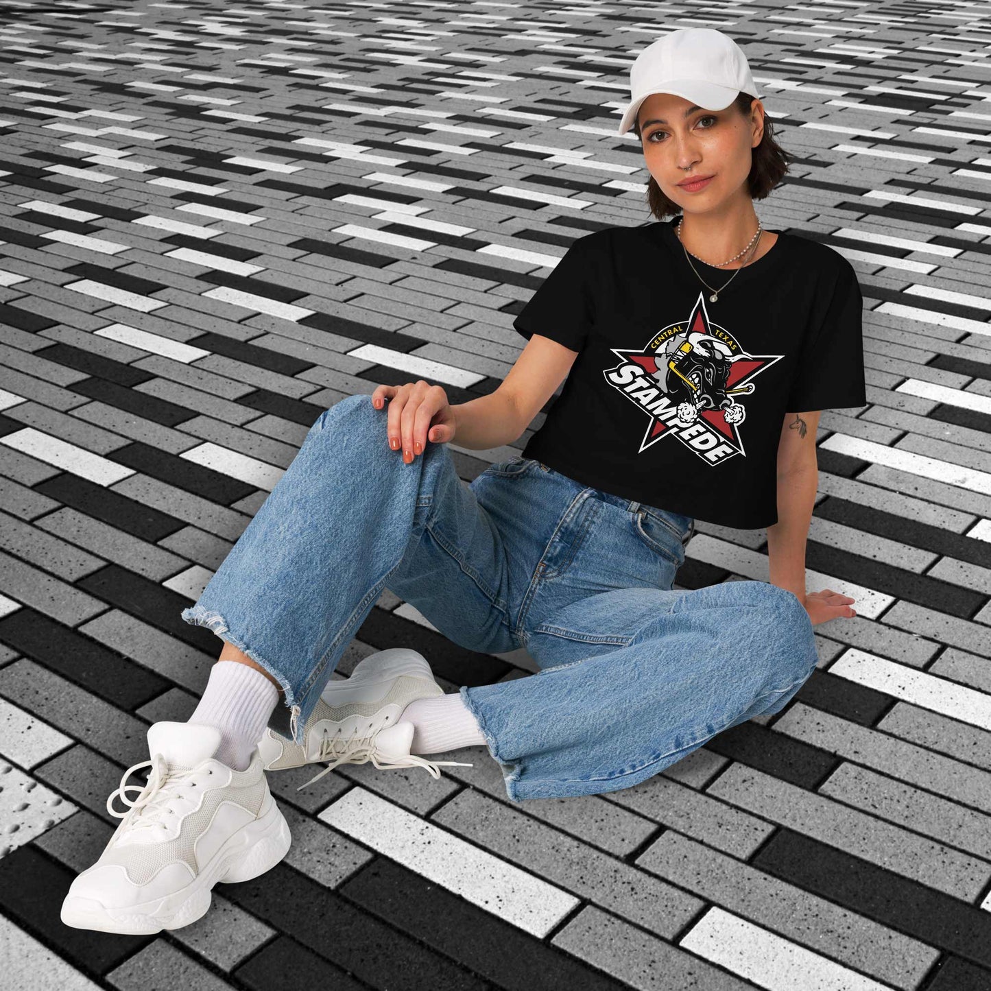 Central Texas Stampede Black Crop Top