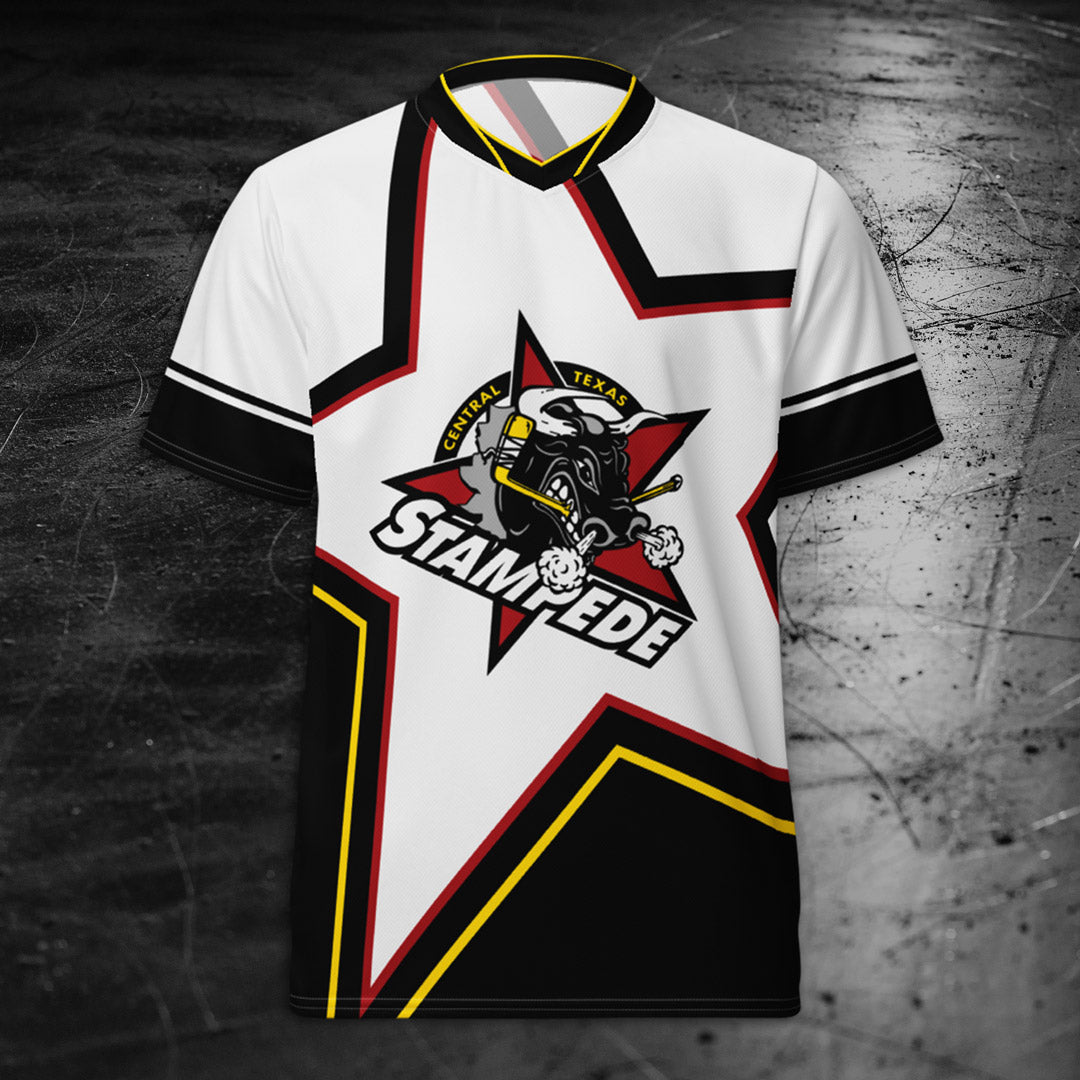 Central Texas Stampede V-Neck White Jersey Shirt